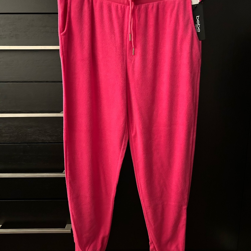 bebe Pink Sweatpants with Elastic Waistband and Cuffs